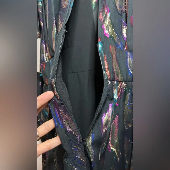 NWT LINI Gemma Puff Sleeve Metallic Rainbow Dress Size Small - Picture 12 of 13